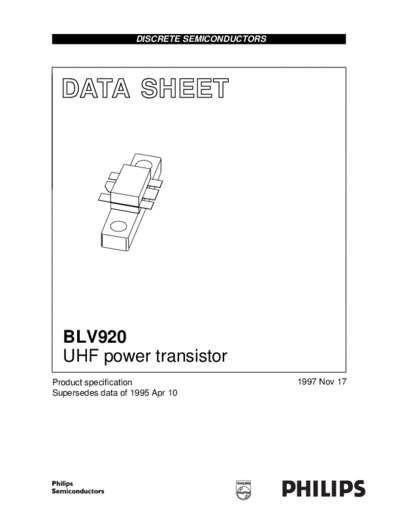 Philips blv920  . Electronic Components Datasheets Active components Transistors Philips blv920.pdf