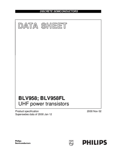 Philips blv958 fl 5  . Electronic Components Datasheets Active components Transistors Philips blv958_fl_5.pdf