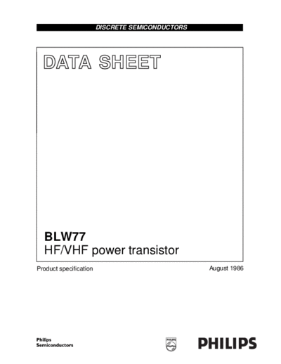Philips blw77  . Electronic Components Datasheets Active components Transistors Philips blw77.pdf