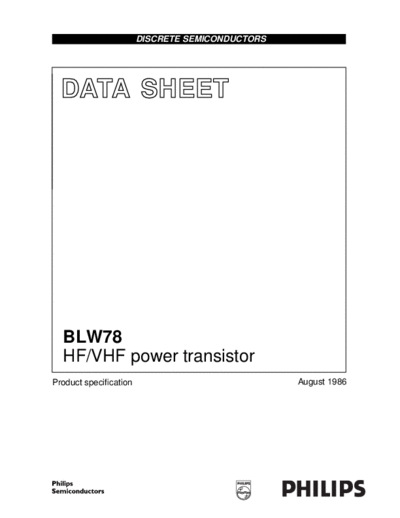 Philips blw78  . Electronic Components Datasheets Active components Transistors Philips blw78.pdf