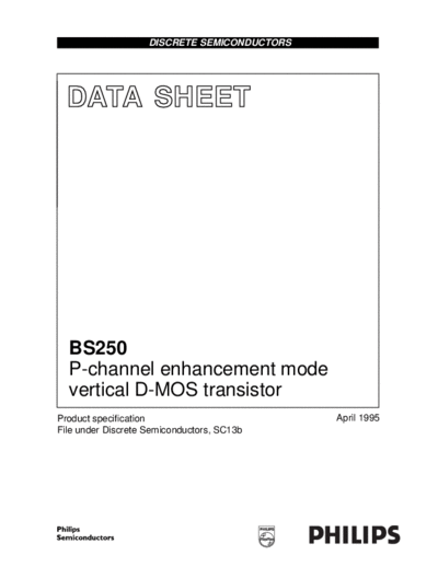 Philips bs250 cnv 2  . Electronic Components Datasheets Active components Transistors Philips bs250_cnv_2.pdf