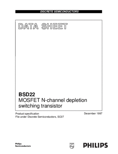 Philips bsd22 cnv 2  . Electronic Components Datasheets Active components Transistors Philips bsd22_cnv_2.pdf