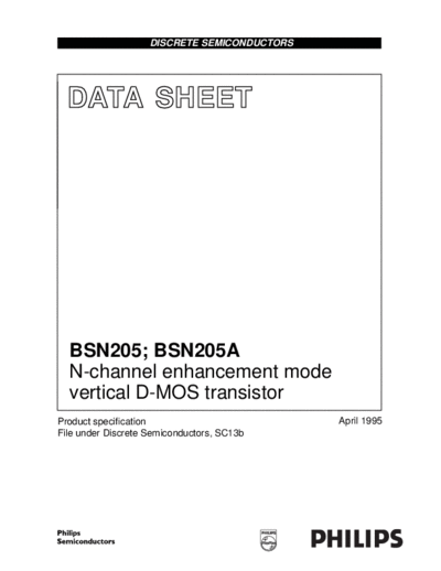 Philips bsn205 bsn205a cnv 2  . Electronic Components Datasheets Active components Transistors Philips bsn205_bsn205a_cnv_2.pdf