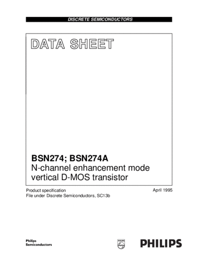 Philips bsn274 bsn274a cnv 2  . Electronic Components Datasheets Active components Transistors Philips bsn274_bsn274a_cnv_2.pdf
