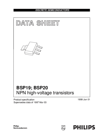 Philips bsp19 bsp20  . Electronic Components Datasheets Active components Transistors Philips bsp19_bsp20.pdf