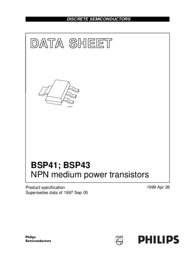 Philips bsp41 bsp43 4  . Electronic Components Datasheets Active components Transistors Philips bsp41_bsp43_4.pdf