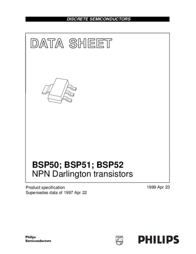 Philips bsp50 bsp51 bsp52  . Electronic Components Datasheets Active components Transistors Philips bsp50_bsp51_bsp52.pdf