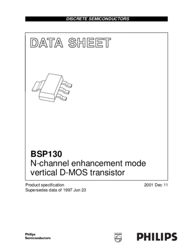 Philips bsp130  . Electronic Components Datasheets Active components Transistors Philips bsp130.pdf