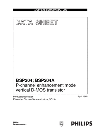 Philips bsp204 bsp204a cnv 2  . Electronic Components Datasheets Active components Transistors Philips bsp204_bsp204a_cnv_2.pdf