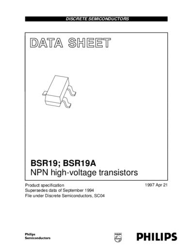 Philips bsr19  . Electronic Components Datasheets Active components Transistors Philips bsr19.pdf