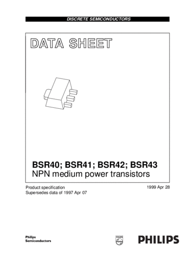 Philips bsr40 bsr41 bsr42 bsr43  . Electronic Components Datasheets Active components Transistors Philips bsr40_bsr41_bsr42_bsr43.pdf