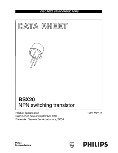 Philips bsx20 cnv 2  . Electronic Components Datasheets Active components Transistors Philips bsx20_cnv_2.pdf