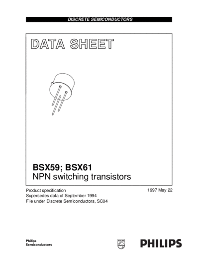 Philips bsx59 bsx61  . Electronic Components Datasheets Active components Transistors Philips bsx59_bsx61.pdf