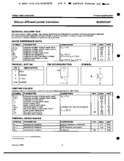 Philips bu2522af  . Electronic Components Datasheets Active components Transistors Philips bu2522af.pdf