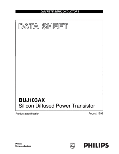 Philips buj103ax  . Electronic Components Datasheets Active components Transistors Philips buj103ax.pdf