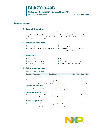 Philips buk7y13-40b  . Electronic Components Datasheets Active components Transistors Philips buk7y13-40b.pdf