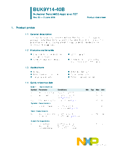 Philips buk9y14-40b  . Electronic Components Datasheets Active components Transistors Philips buk9y14-40b.pdf