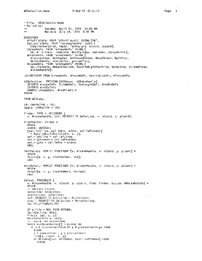 xerox WESelection.mesa Sep78  xerox mesa 4.0_1978 listing Mesa_4_Debug WESelection.mesa_Sep78.pdf