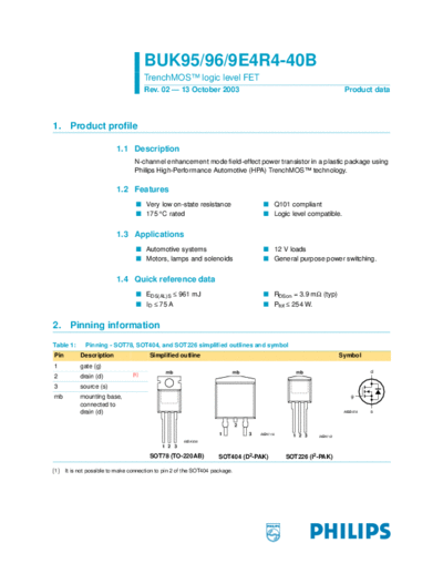 Philips buk954r4-40b buk964r4-40b buk9e4r4-40b  . Electronic Components Datasheets Active components Transistors Philips buk954r4-40b_buk964r4-40b_buk9e4r4-40b.pdf