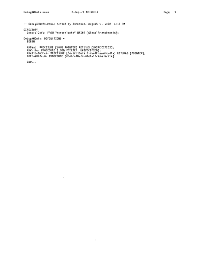 xerox DebugXMDefs.mesa Sep78  xerox mesa 4.0_1978 listing Mesa_4_System DebugXMDefs.mesa_Sep78.pdf