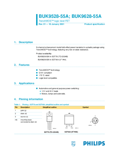 Philips buk9528-55a buk9628-55a  . Electronic Components Datasheets Active components Transistors Philips buk9528-55a_buk9628-55a.pdf