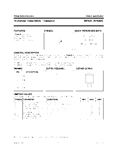 Philips irf640 s 1  . Electronic Components Datasheets Active components Transistors Philips irf640_s_1.pdf