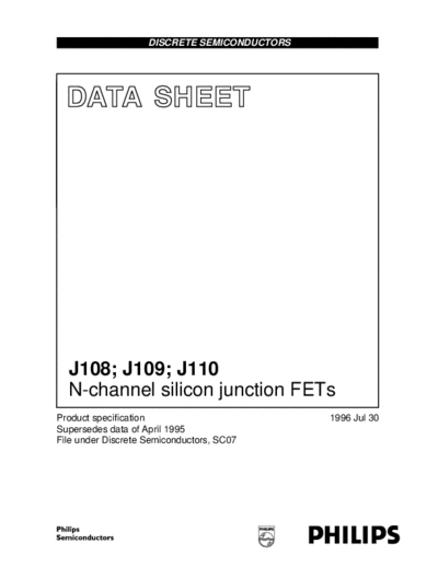 Philips j108-j109-j110  . Electronic Components Datasheets Active components Transistors Philips j108-j109-j110.pdf
