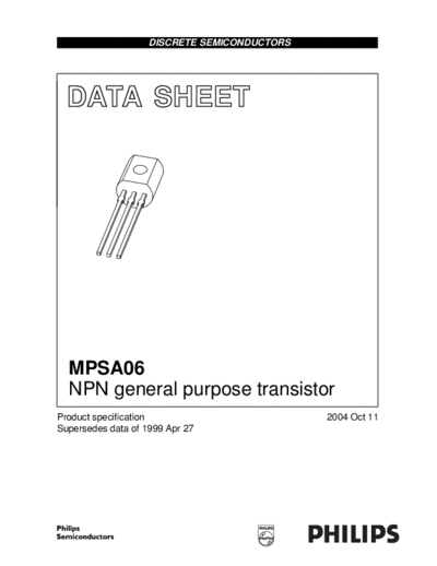 Philips mpsa06  . Electronic Components Datasheets Active components Transistors Philips mpsa06.pdf