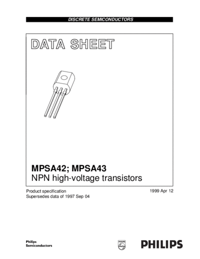 Philips mpsa42 mpsa43 4  . Electronic Components Datasheets Active components Transistors Philips mpsa42_mpsa43_4.pdf