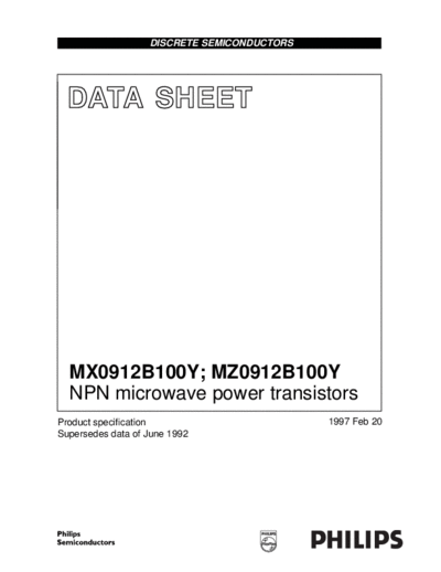 Philips mx0912b100y mz0912b100y  . Electronic Components Datasheets Active components Transistors Philips mx0912b100y_mz0912b100y.pdf
