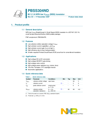 Philips pbss304nd  . Electronic Components Datasheets Active components Transistors Philips pbss304nd.pdf