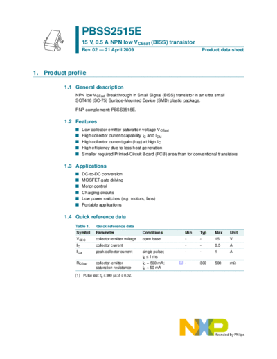 Philips pbss2515e  . Electronic Components Datasheets Active components Transistors Philips pbss2515e.pdf