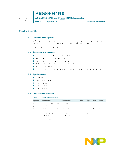 . Electronic Components Datasheets pbss4041nx  . Electronic Components Datasheets Active components Transistors Philips pbss4041nx.pdf