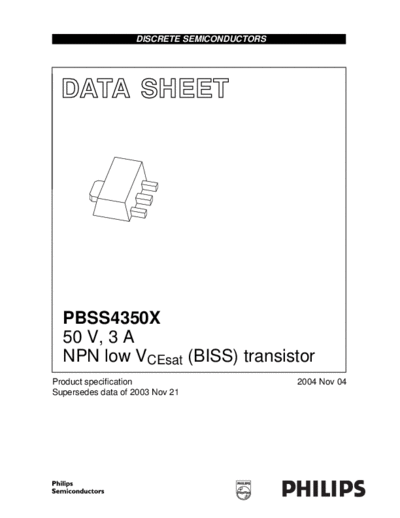 . Electronic Components Datasheets pbss4350x  . Electronic Components Datasheets Active components Transistors Philips pbss4350x.pdf