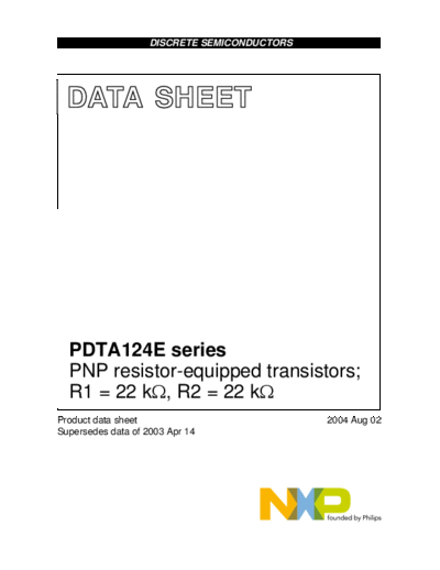 Philips pdta124e series  . Electronic Components Datasheets Active components Transistors Philips pdta124e_series.pdf