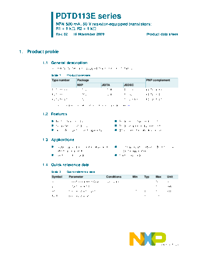 Philips pdtd113e ser  . Electronic Components Datasheets Active components Transistors Philips pdtd113e_ser.pdf