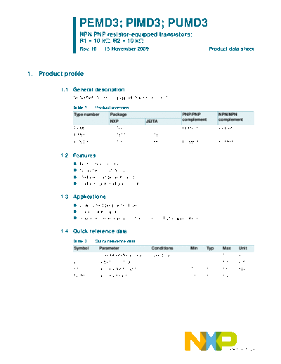 Philips pemd3 pimd3 pumd3  . Electronic Components Datasheets Active components Transistors Philips pemd3_pimd3_pumd3.pdf