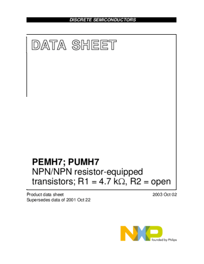 Philips pemh7 pumh7  . Electronic Components Datasheets Active components Transistors Philips pemh7_pumh7.pdf