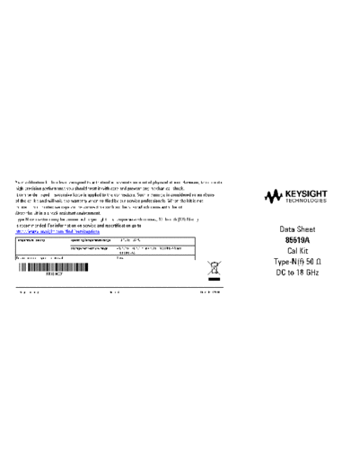 Agilent 85519A Calibration Kit Data Sheet 85519-90001 c20140603 [2]  Agilent 85519A Calibration Kit Data Sheet 85519-90001 c20140603 [2].pdf