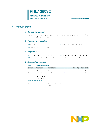 Philips phe13003c  . Electronic Components Datasheets Active components Transistors Philips phe13003c.pdf