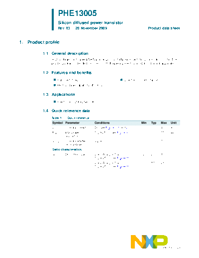 Philips phe13005  . Electronic Components Datasheets Active components Transistors Philips phe13005.pdf