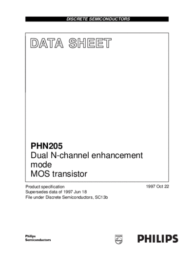 Philips phn205 3  . Electronic Components Datasheets Active components Transistors Philips phn205_3.pdf