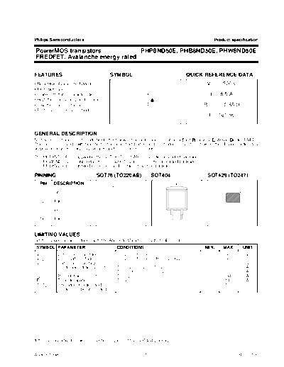 Philips php8nd50e 3  . Electronic Components Datasheets Active components Transistors Philips php8nd50e_3.pdf