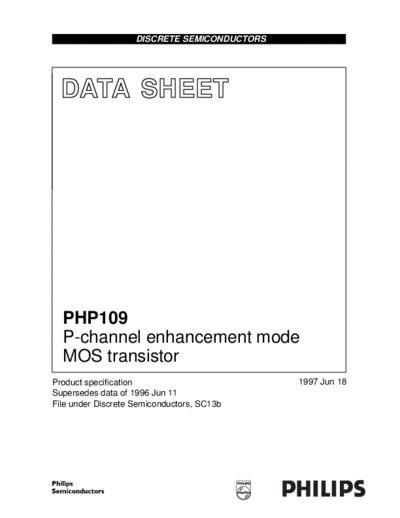 Philips php109 2  . Electronic Components Datasheets Active components Transistors Philips php109_2.pdf