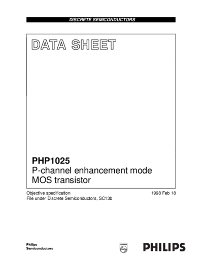 Philips php1025 1  . Electronic Components Datasheets Active components Transistors Philips php1025_1.pdf