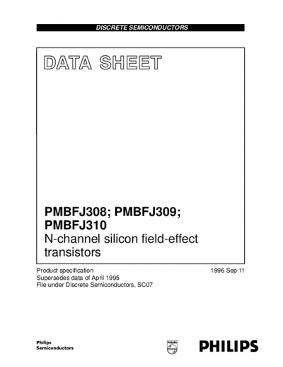 Philips pmbfj308  . Electronic Components Datasheets Active components Transistors Philips pmbfj308.pdf