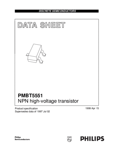 Philips pmbt5551 3  . Electronic Components Datasheets Active components Transistors Philips pmbt5551_3.pdf