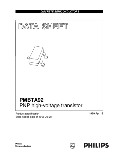 . Electronic Components Datasheets pmbta92 4  . Electronic Components Datasheets Active components Transistors Philips pmbta92_4.pdf