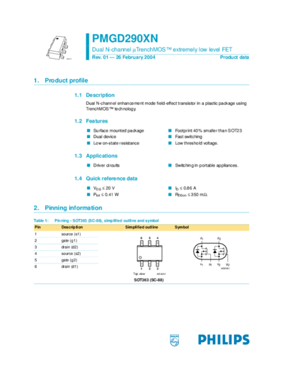 Philips pmgd290xn  . Electronic Components Datasheets Active components Transistors Philips pmgd290xn.pdf