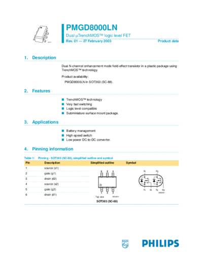 Philips pmgd8000ln  . Electronic Components Datasheets Active components Transistors Philips pmgd8000ln.pdf